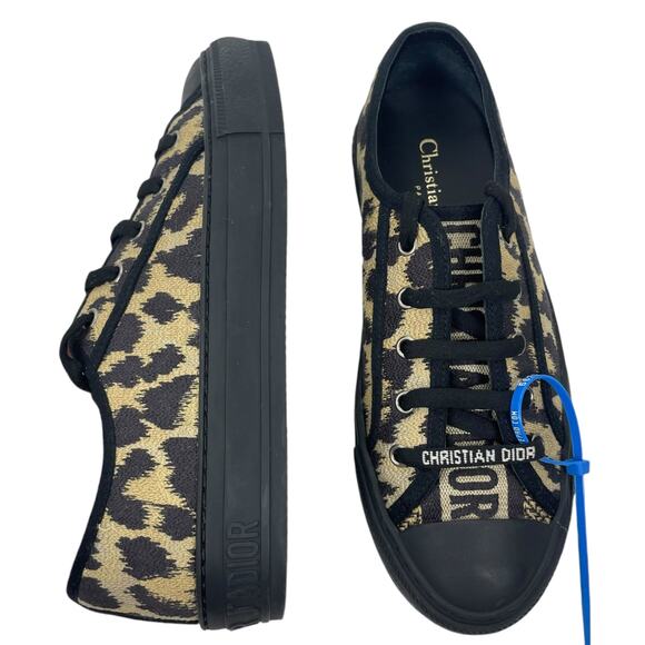 Christian Dior Walk'n'Dior Sneaker Dior Logo Leopard Print Brown Size 37 - Picture 1 of 12